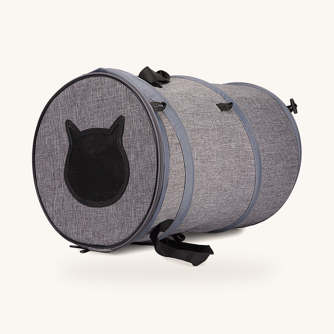 Sac de transport pliable gris en position tunnel
